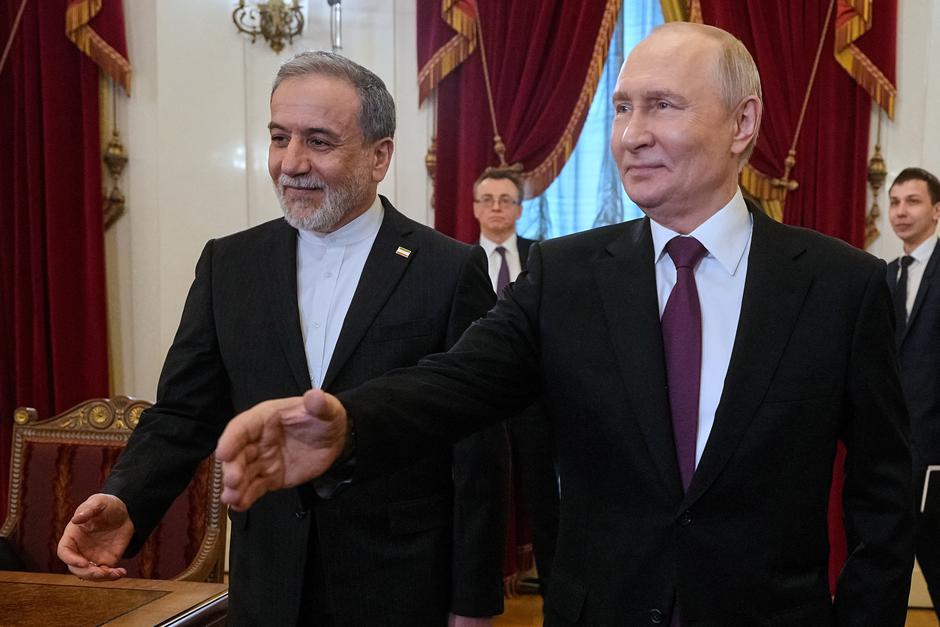 Russian President Vladimir Putin meets with Iranian Foreign Minister Abbas Araqchi in Saint Petersburg