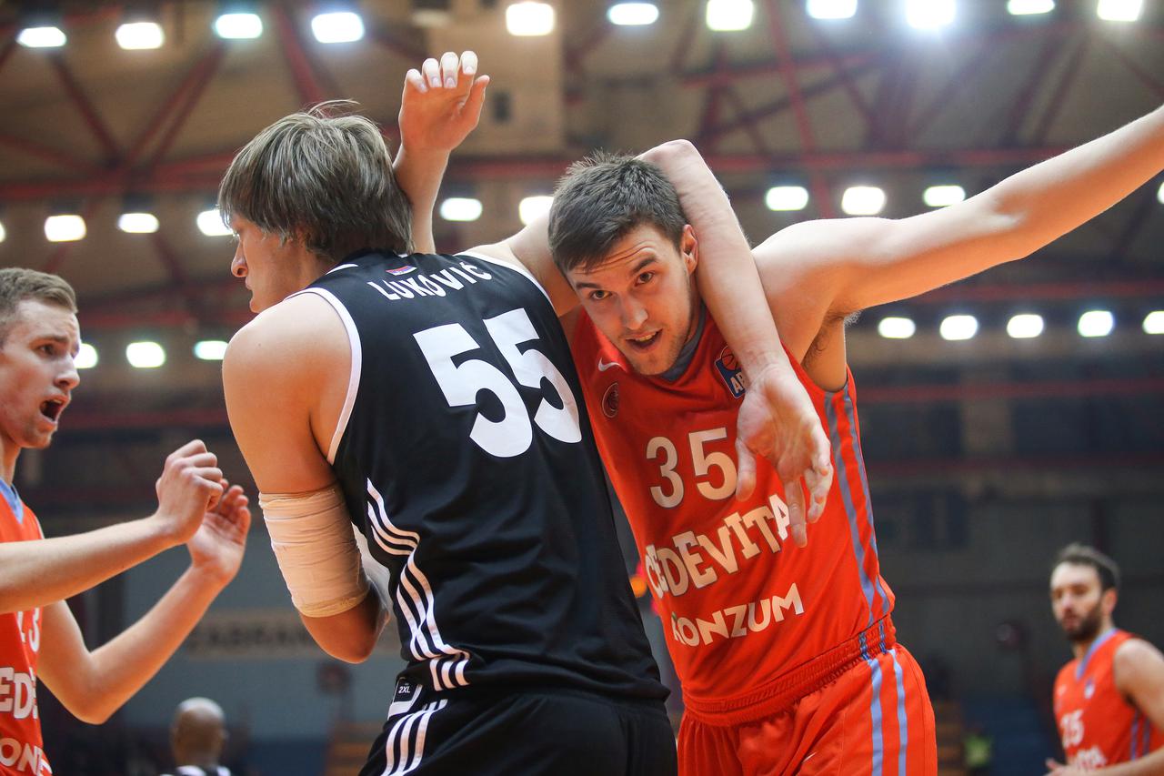 12.02.2017., Dom sportova, Zagreb - Kosarkaska ABA Liga, 22. kolo, KK Cedevita - KK Partizan NIS. Uros Lukovic, Marko Arapovic.  Photo: Petar Glebov/PIXSELL
