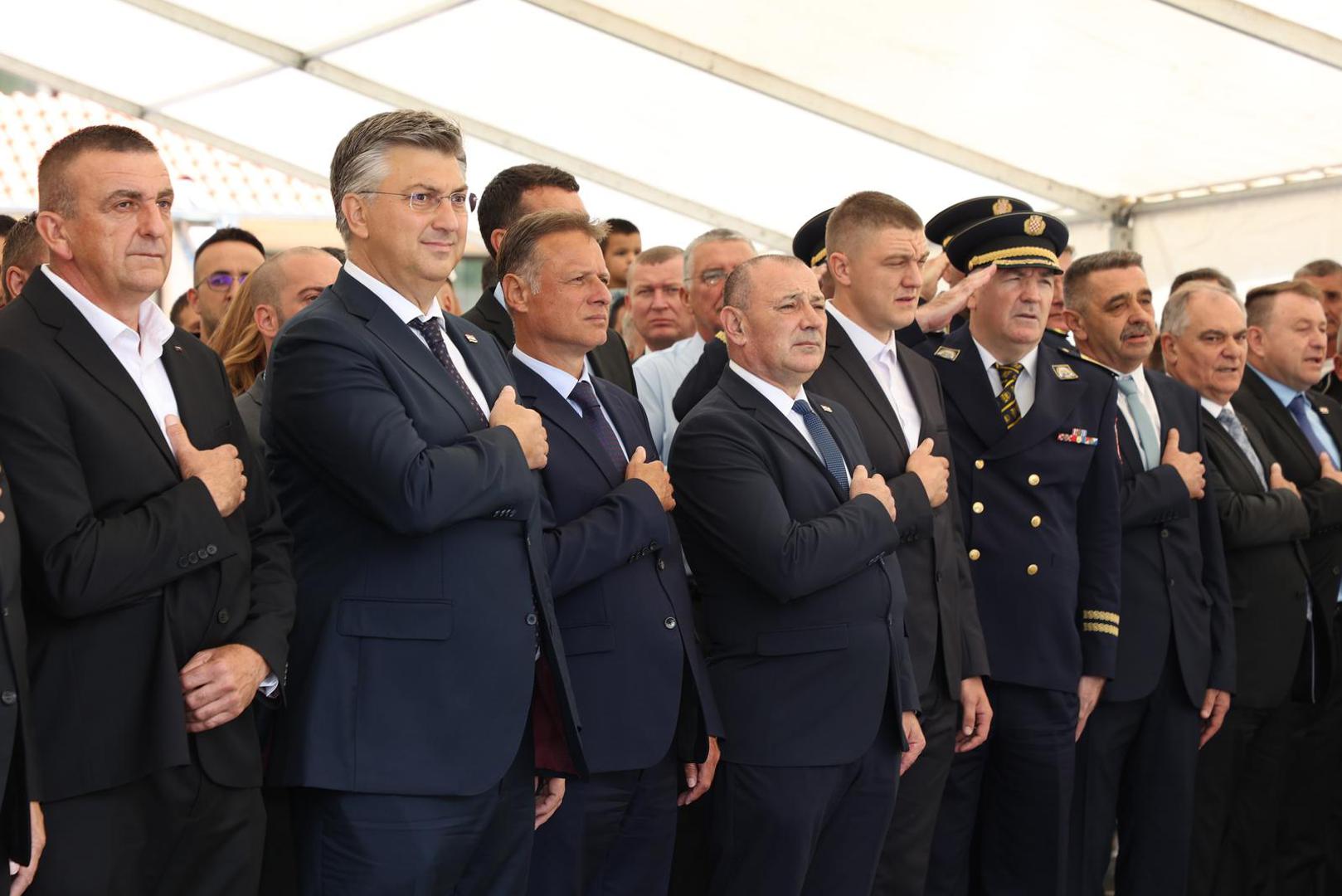 06.08.2023., Arzano - U cast prvog hrvatskog poginulog redarstvenika Josipa Jovica drzavni vrh otvorio spomen sobu i memorijalni centar Josip Jovic u Arzanu Photo: Ivana Ivanovic/PIXSELL