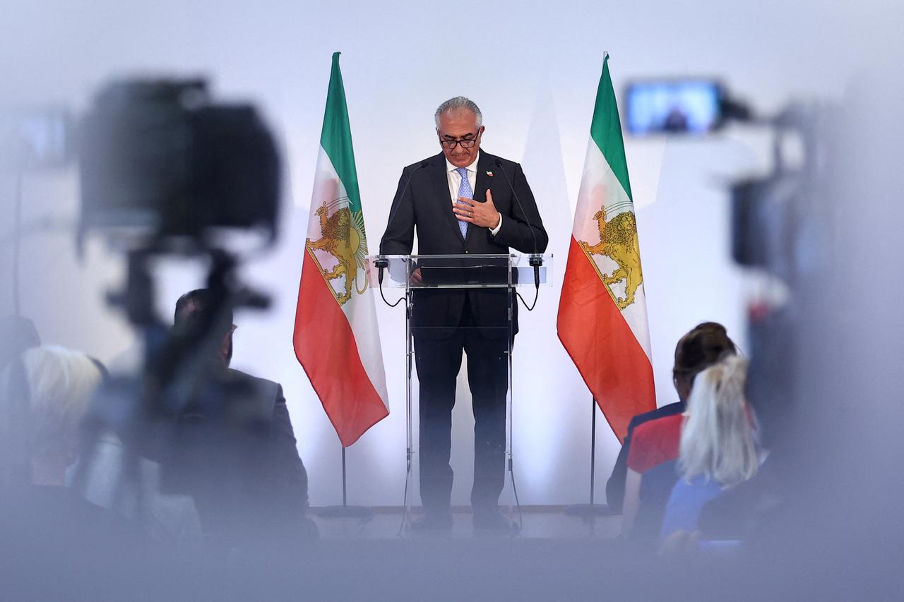 Son of last Shah of Iran, Reza Pahlavi, gives a press conference in Paris