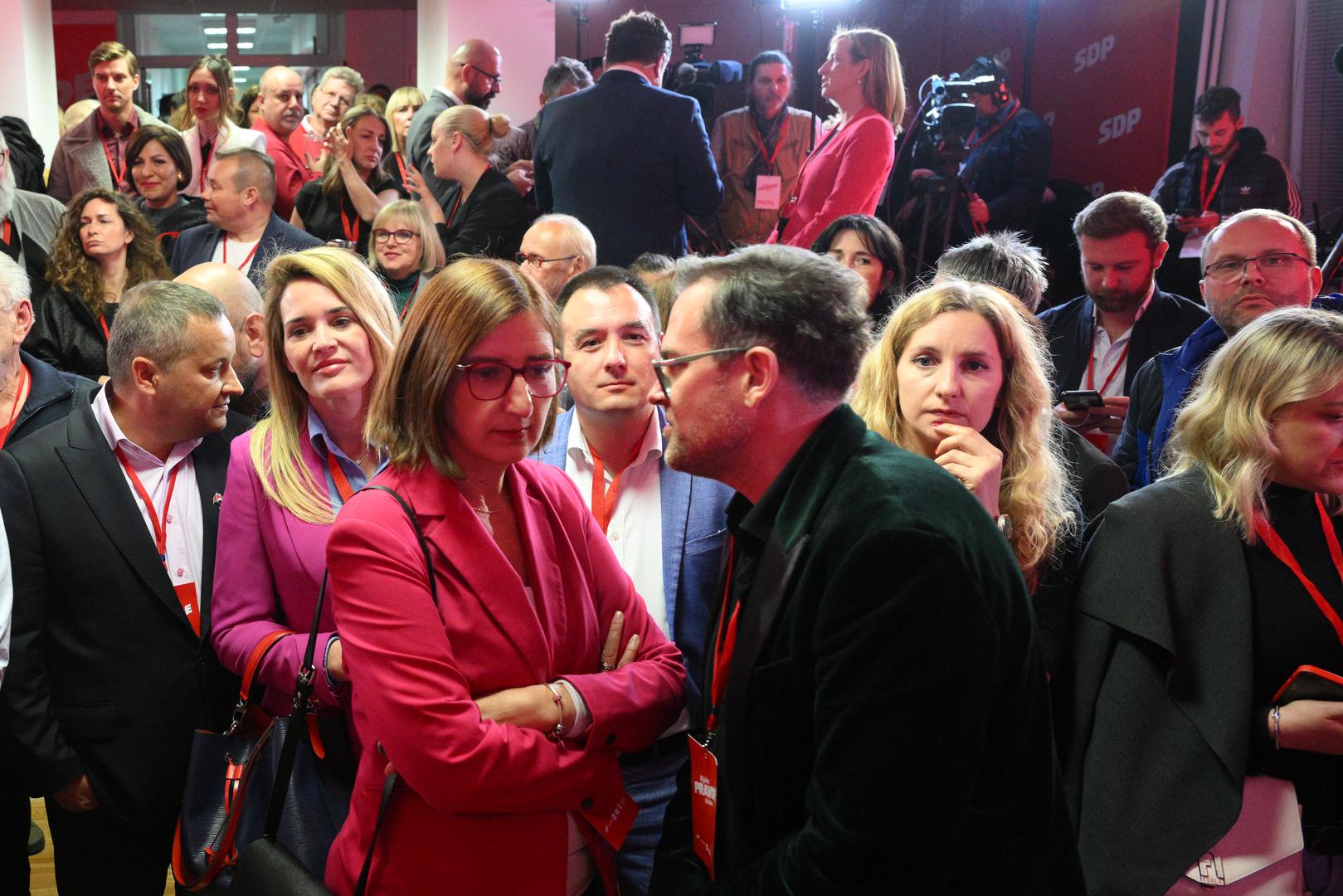 17.04.2024., Zagreb - Docek izbornih rezultata za Hrvatski saboru u stozeru koalicije Rijeke pravde koju cine Socijaldemokratska partija Hrvatske (SDP), Centar, Hrvatska seljacka stranka (HSS), "Dalija Oreskovic i ljudi s imenom i prezimenom", Narodna stranka Reformisti i Gradjansko-liberalni savez (GLAS) u prostorijama SDP-a na Trgu Drage Iblera. Marijana Puljak. Photo: Davor Puklavec/PIXSELL