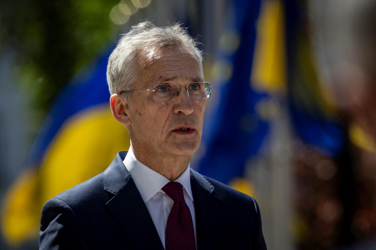 NATO Secretary-General Jens Stoltenberg attends a joint press conference with Ukraine's President Volodymyr Zelenskiy in Kyiv