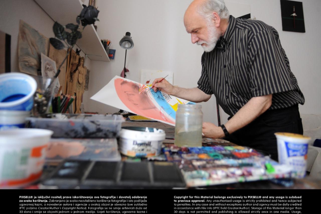 '20.06.2013., Zagreb - Dimitrije Popovic, akademski slikar u svom ateljeu. Photo: Daniel Kasap/PIXSELL'
