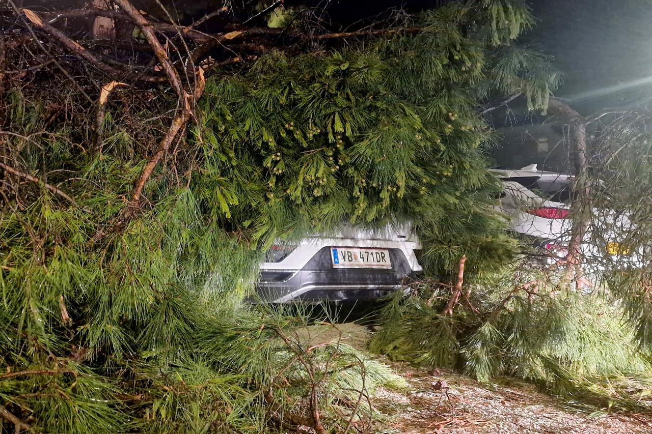 Uništeni automobili pod krošnjama nakon veliko nevremena u Rovinju