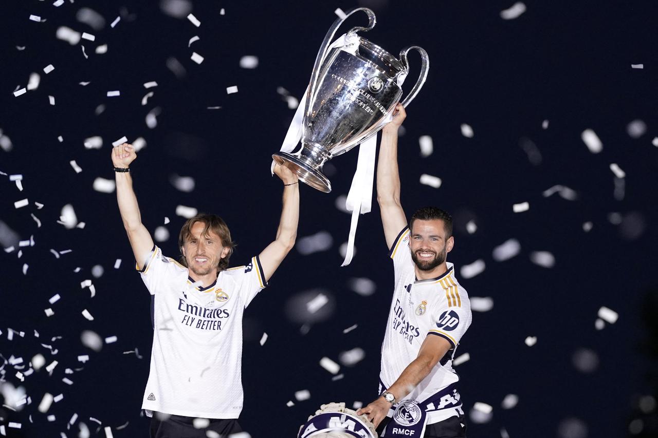 Real Madrid celebrate winning the Champions League