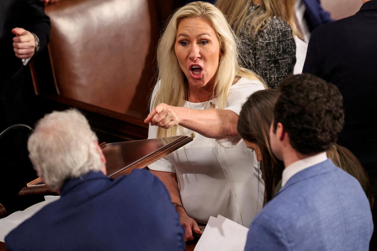 FILE PHOTO: U.S. Representative Marjorie Taylor Greene at the U.S. Capitol in Washington