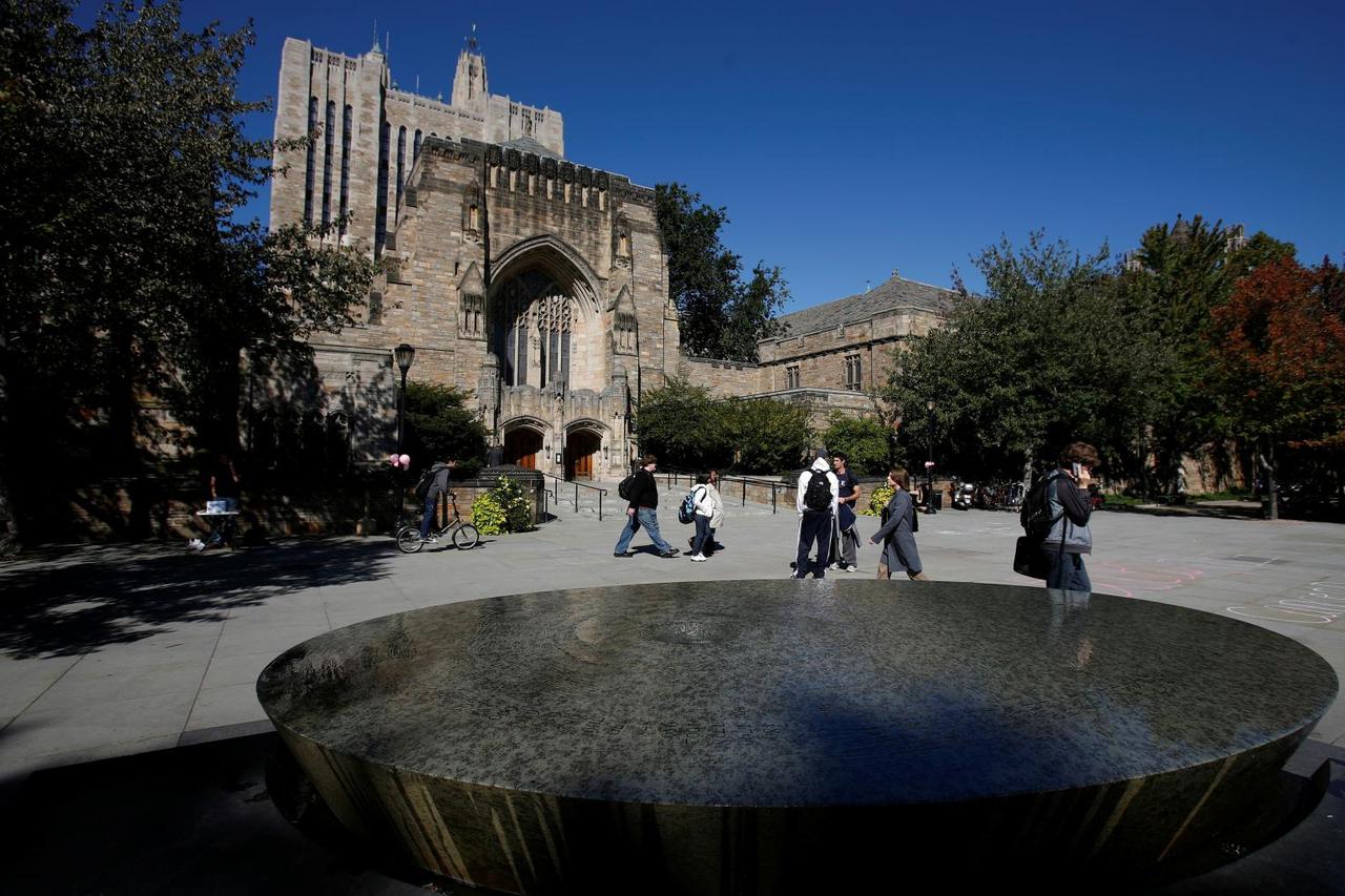 FILE PHOTO: Students walk on the campus of Yale University in New Haven, Connecticut