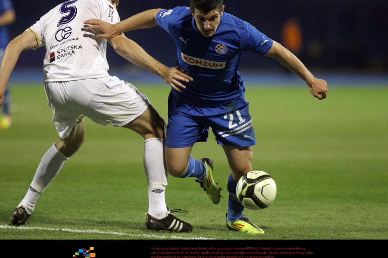 '17.03.2012., Stadion Maksimir, Zagreb - 1. HNL, 22. kolo, GNK Dinamo - HNK Hajduk. Goran Milovic, Fatos Beqiraj. Photo: Dalibor Urukalovic/PIXSELL'