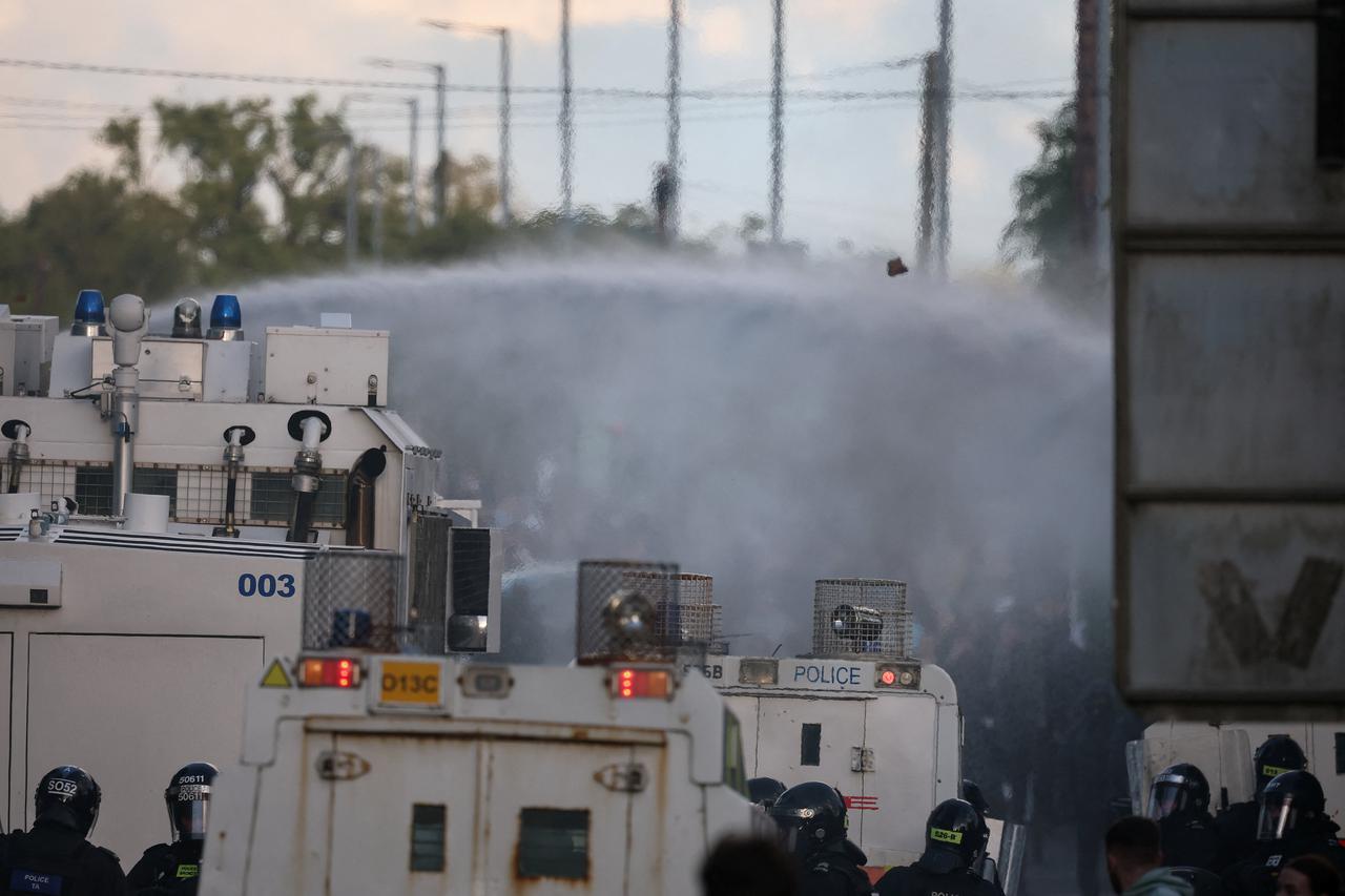Anti-immigrant protest after a June 8 knife attack left a man seriously injured and prompted police to declare a critical incident, in Belfast