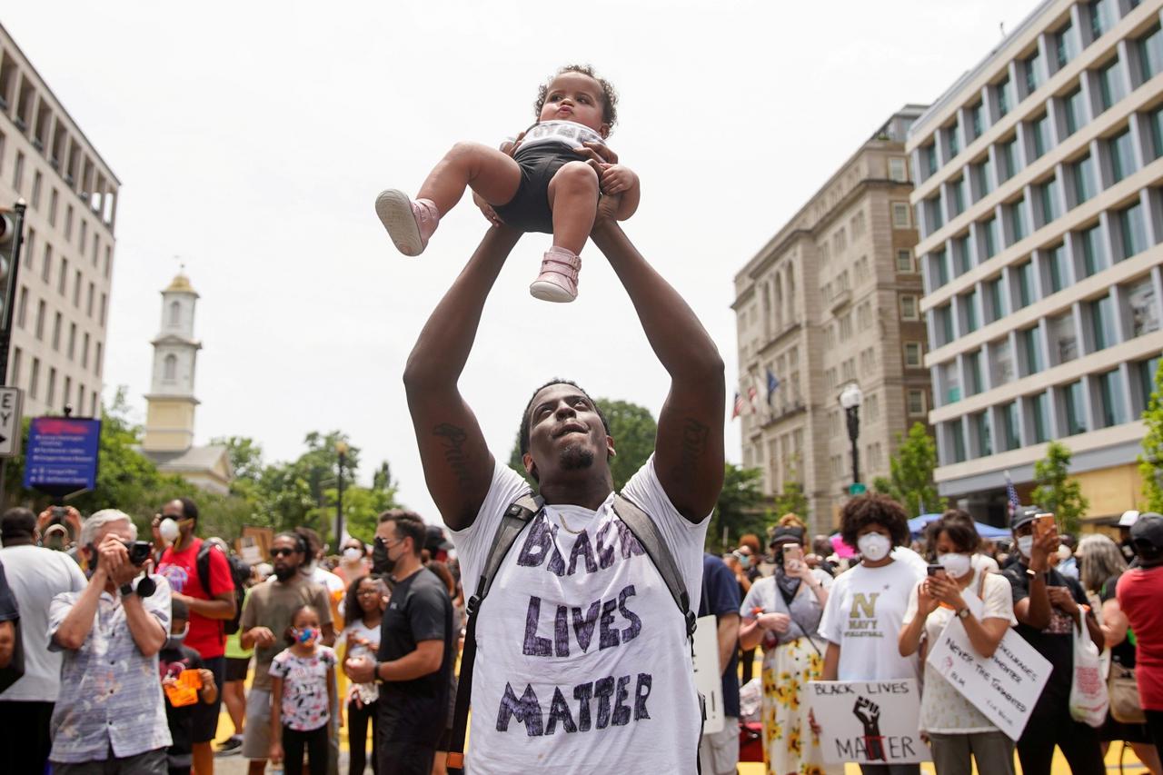 Protest against racial inequality in the aftermath of the death in Minneapolis police custody of George Floyd, in Washington