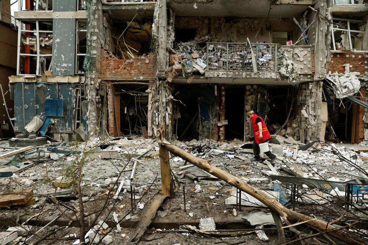 Aftermath of a Russian drone strike, amid Russia's attack on Ukraine, in Kyiv,