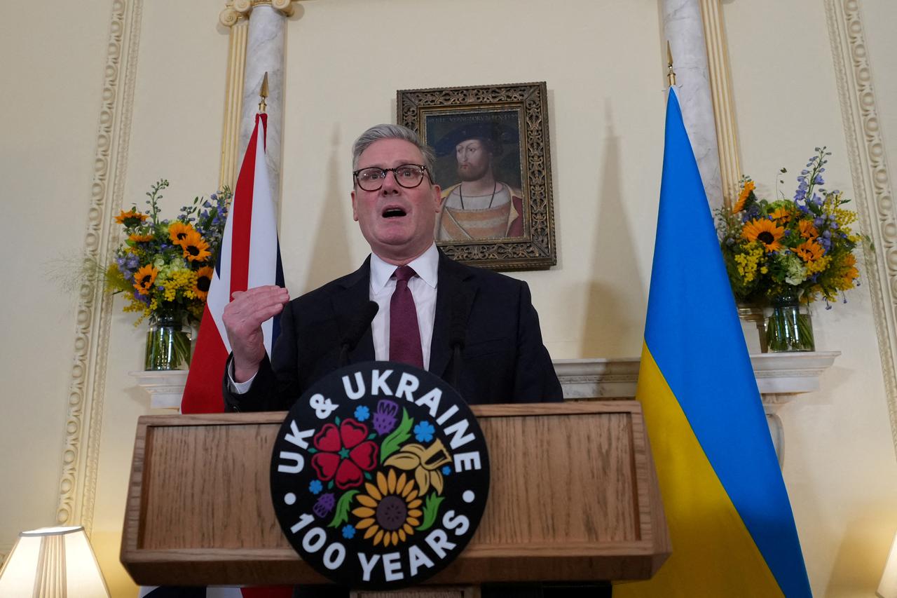 FILE PHOTO: Britain's PM Starmer hosts a reception on the third anniversary of Russia's invasion of Ukraine, in London
