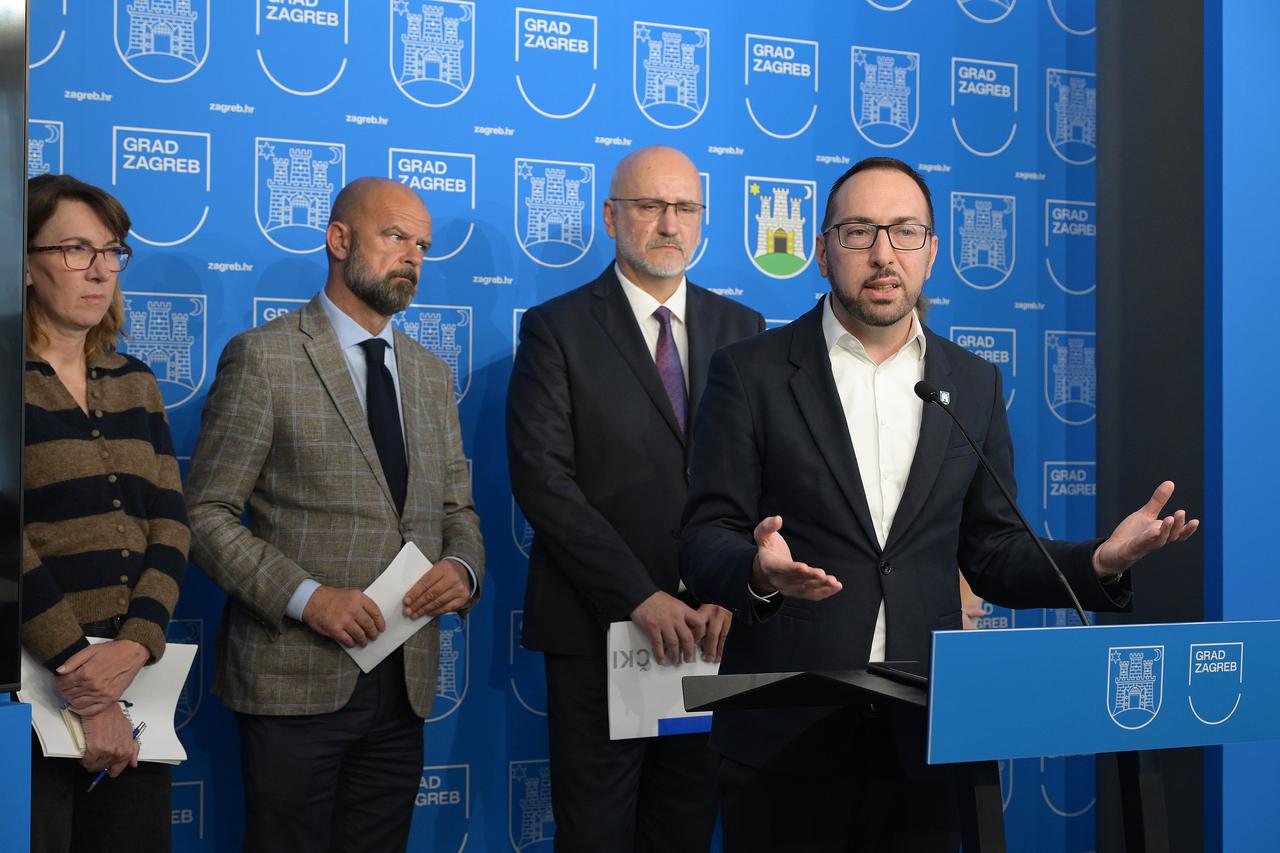 Zagreb: Tomislav Tomašević i predsjednici uprava Zagrebačkog holdinga i ZET-a održali konferenciju za medije 