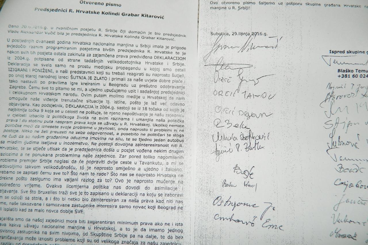 Otvoreno pismo Hrvata iz Srbije kOlindi