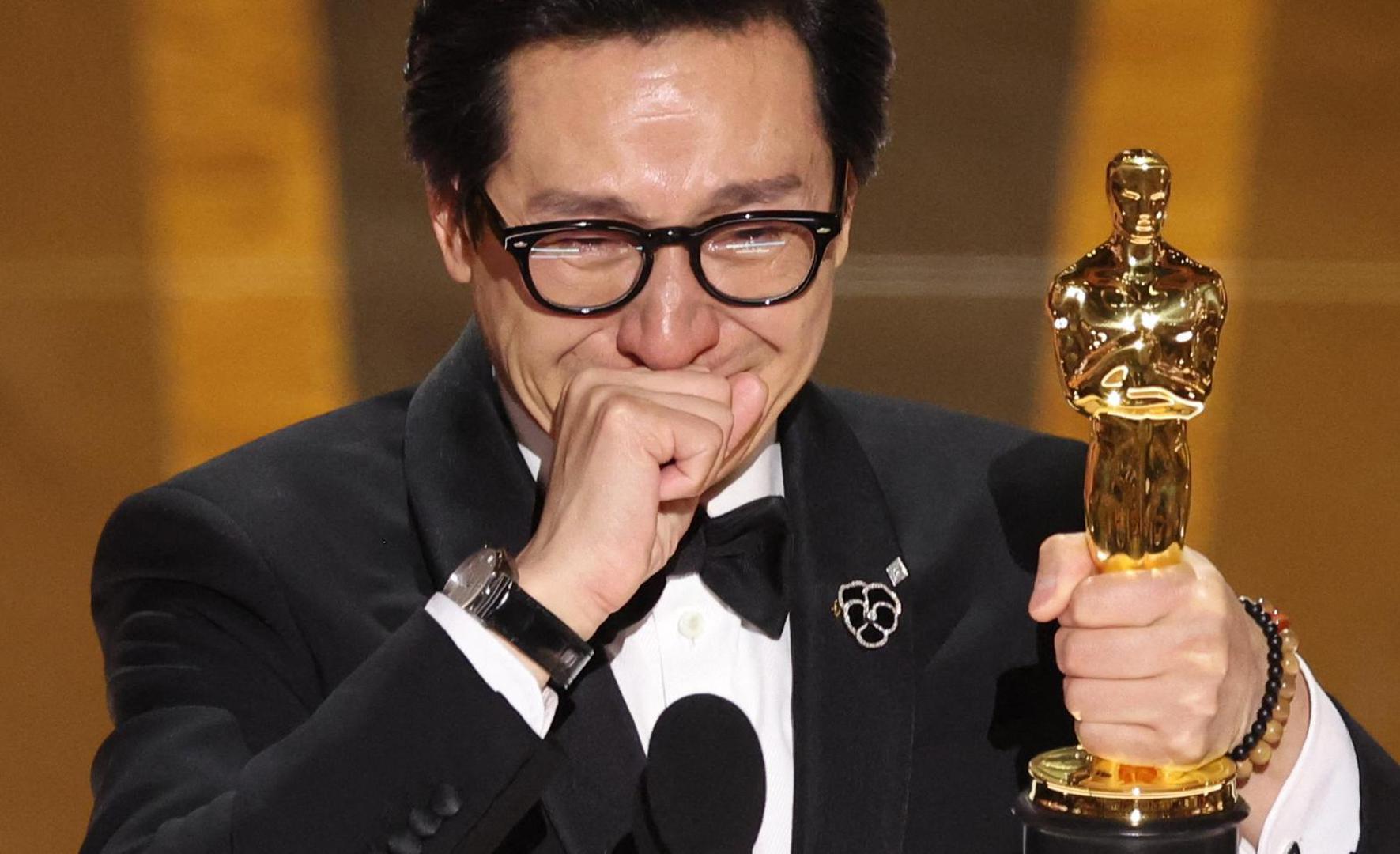 Ke Huy Quan wins the Oscar for Best Supporting Actor for "Everything Everywhere All at Once" during the Oscars show at the 95th Academy Awards in Hollywood, Los Angeles, California, U.S., March 12, 2023. REUTERS/Carlos Barria Photo: CARLOS BARRIA/REUTERS