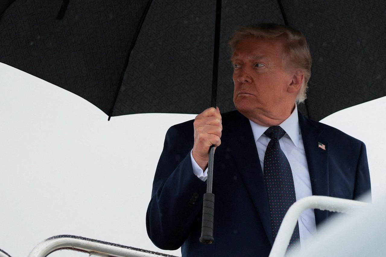 U.S. President Trump boards Air Force One at Joint Base Andrews