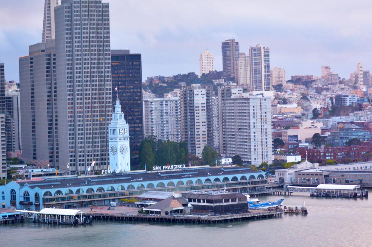 San Francisco Ferry Building with SF financial center downtown