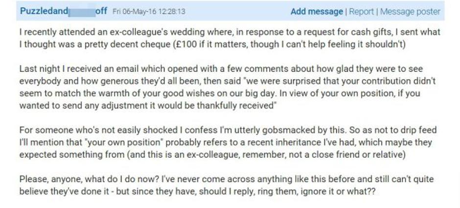 Post na forumu Mumsnet.com