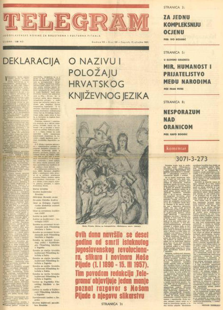 Deklaracija o nazivu i položaju hrvatskog književnog jezika.
