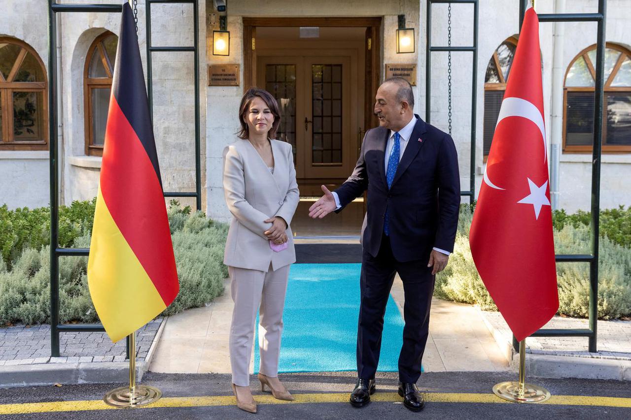 Turkish Foreign Minister Mevlut Cavusoglu and German Foreign Minister Annalena Baerbock meet in Istanbul
