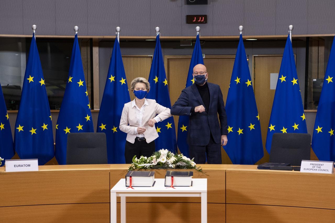 BELGIUM-BRUSSELS-EU-UK-TRADE DEAL-SIGNING