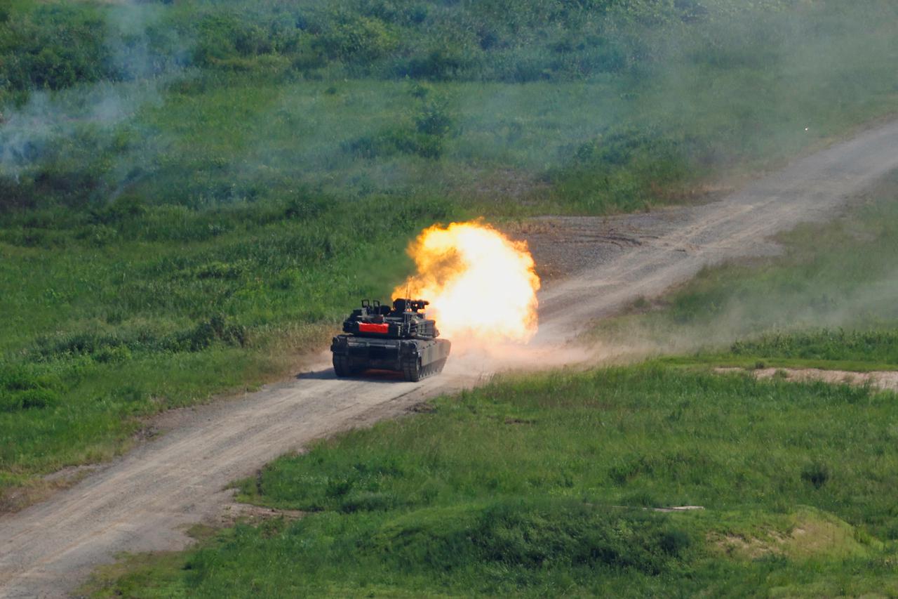 Soldiers of the U.S. Army's 1st Armored Brigade Combat Team, 1st Armored Division conduct a live-fire drill, in Pocheon