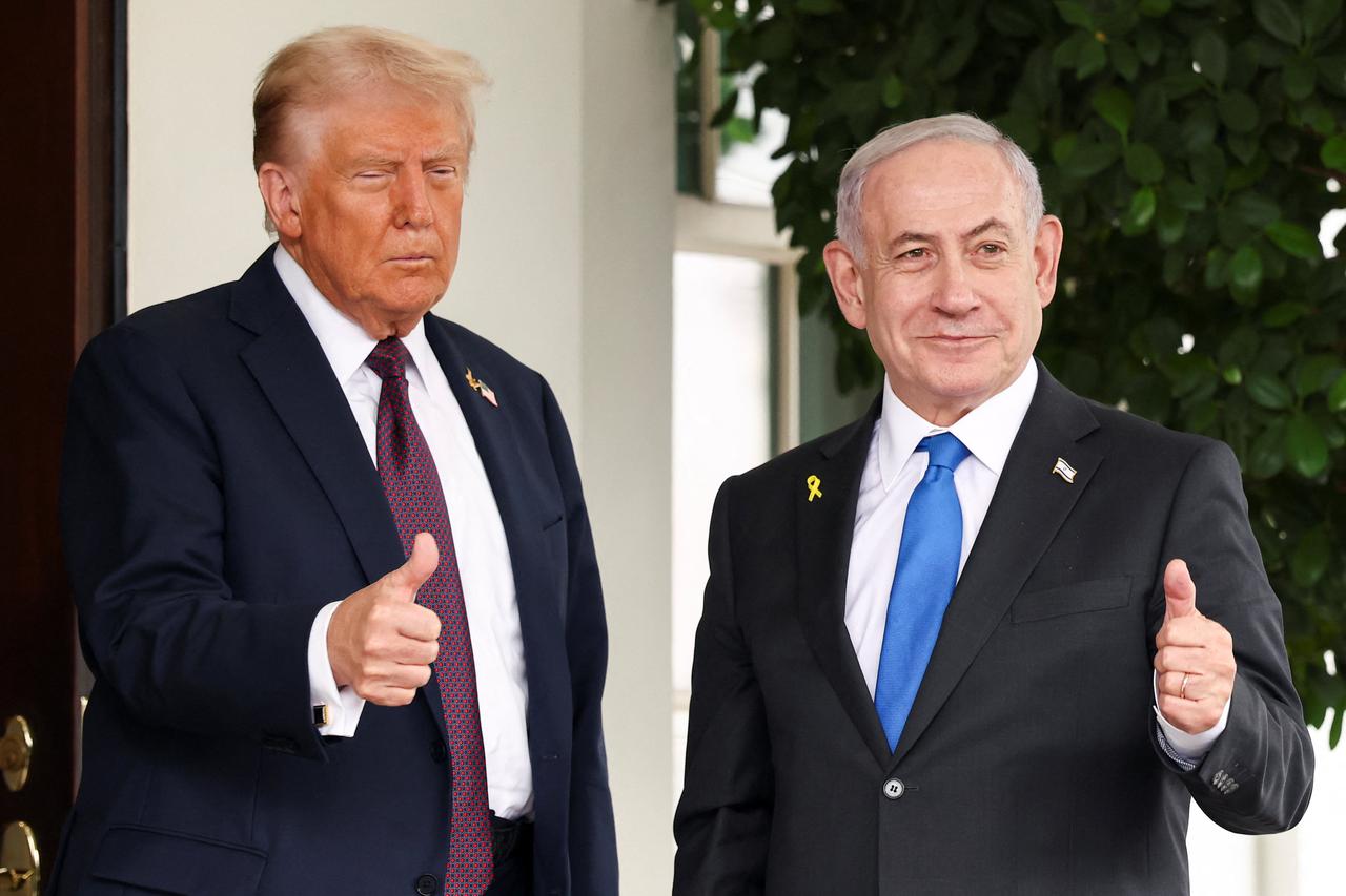 U.S. President Trump meets Israeli PM Netanyahu at the White House in Washington