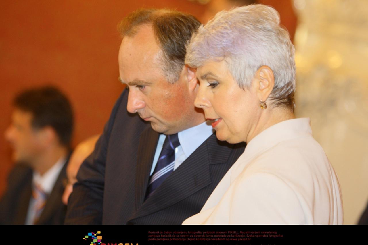 \'03.09.2009., Zagreb - Sjednica Vlade u Banskim dvorima. Premijerka Jadranka Kosor, potpredsjednik Damir Polancec.  Photo: Zeljko Lukunic/24sata\'