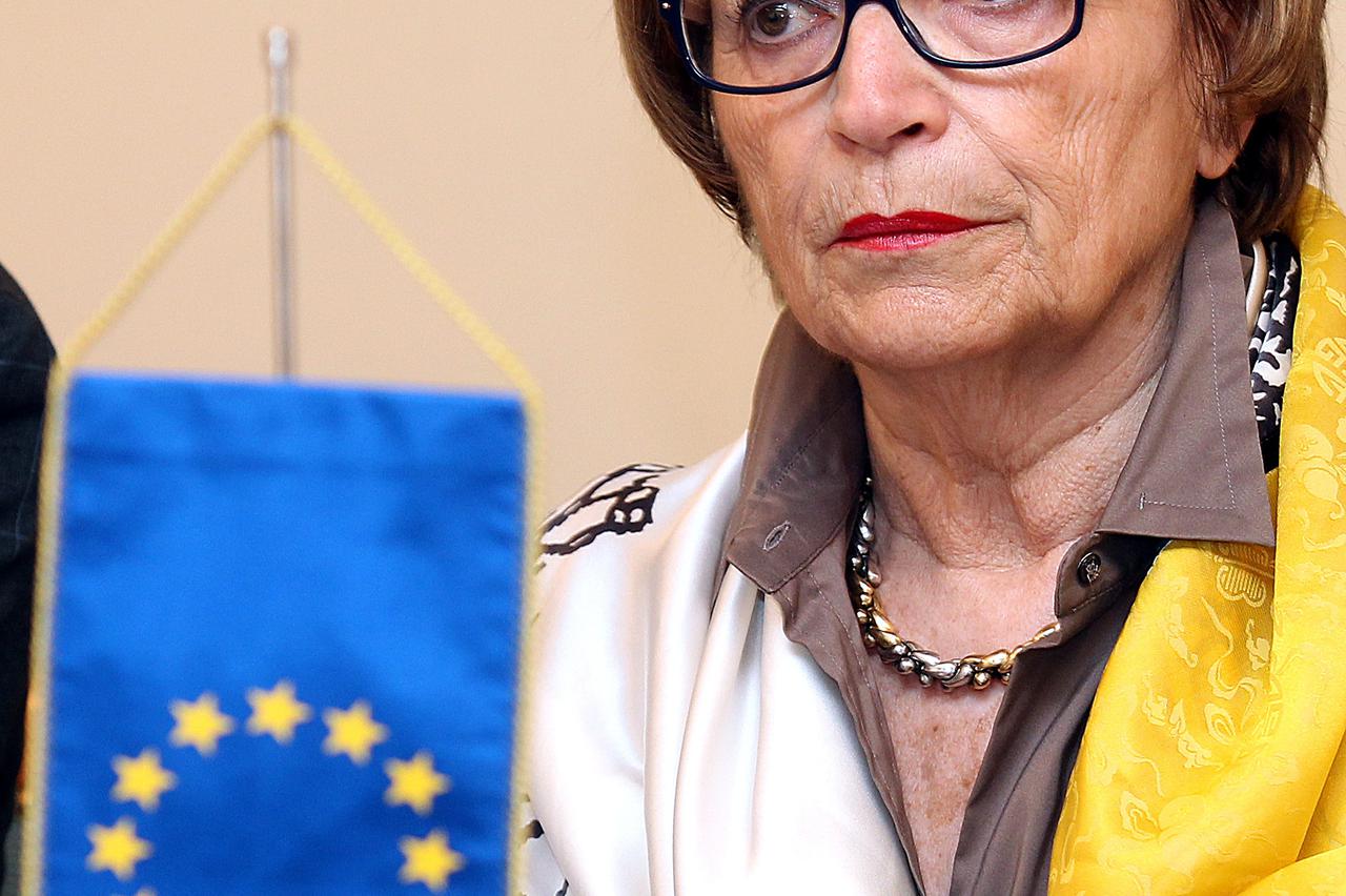 29.04.2013., Zagreb - U okviru posjeta Hrvatskome Saboru predsjednica Odbora za kulturu i obrazovanje Europskoga parlamenta Doris Pack i clanovi odbora sastali su se sa ministrom znanosti, obrazovanja i sporta Zeljkom Jovanovicem.  Photo: Goran Stanzl/PIX