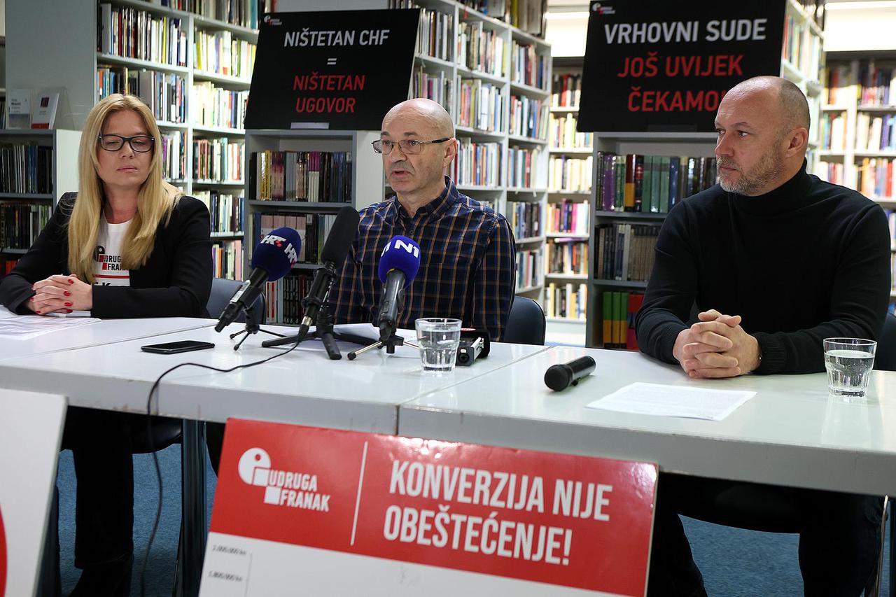 Zagreb: Konferencija za medije Udruge Franak na kojoj je najavljen veliki prosvjed