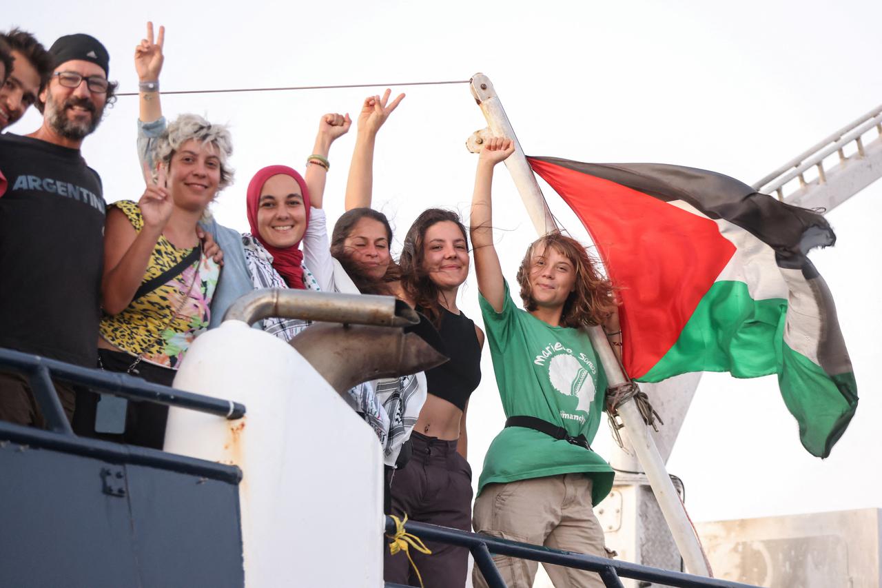 Global Sumud Flotilla boats off Crete island, Greece, heading to Gaza