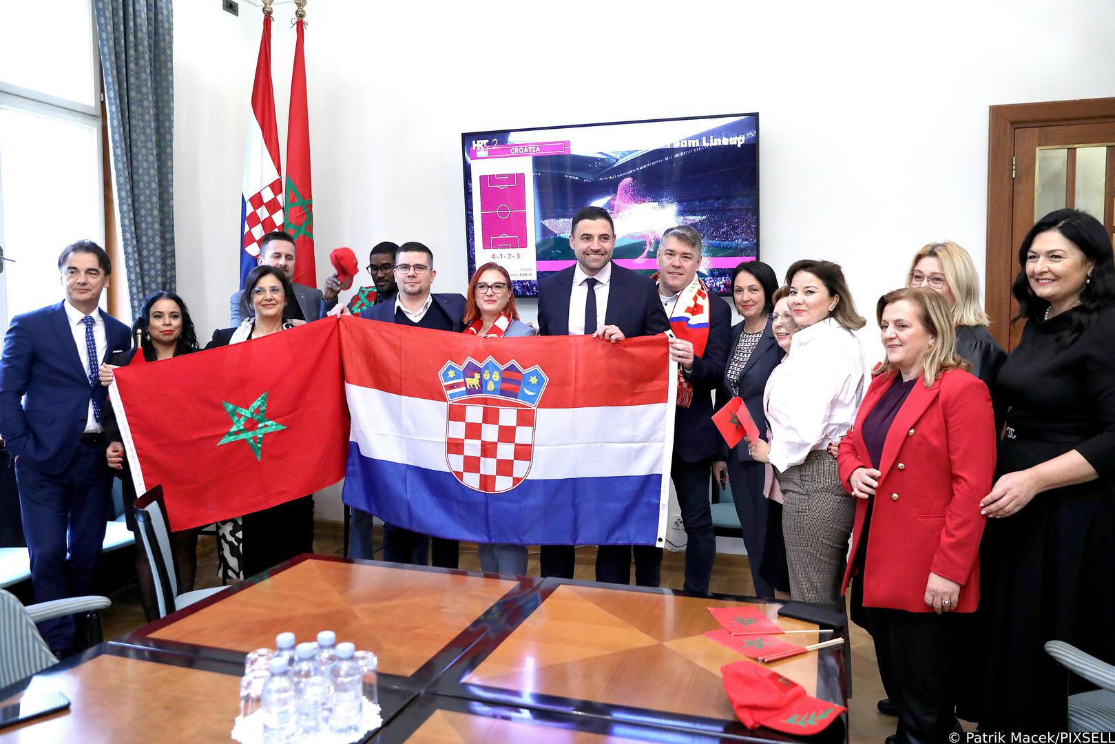 23.11.2022., Zagreb - Skupina marokansko hrvatskog orijateljstva organizirala je u Saboru je gladanje utakmice svjetskog prvenstva izmedju Hrvatske i Maroka. Photo: Patrik Macek/PIXSELL