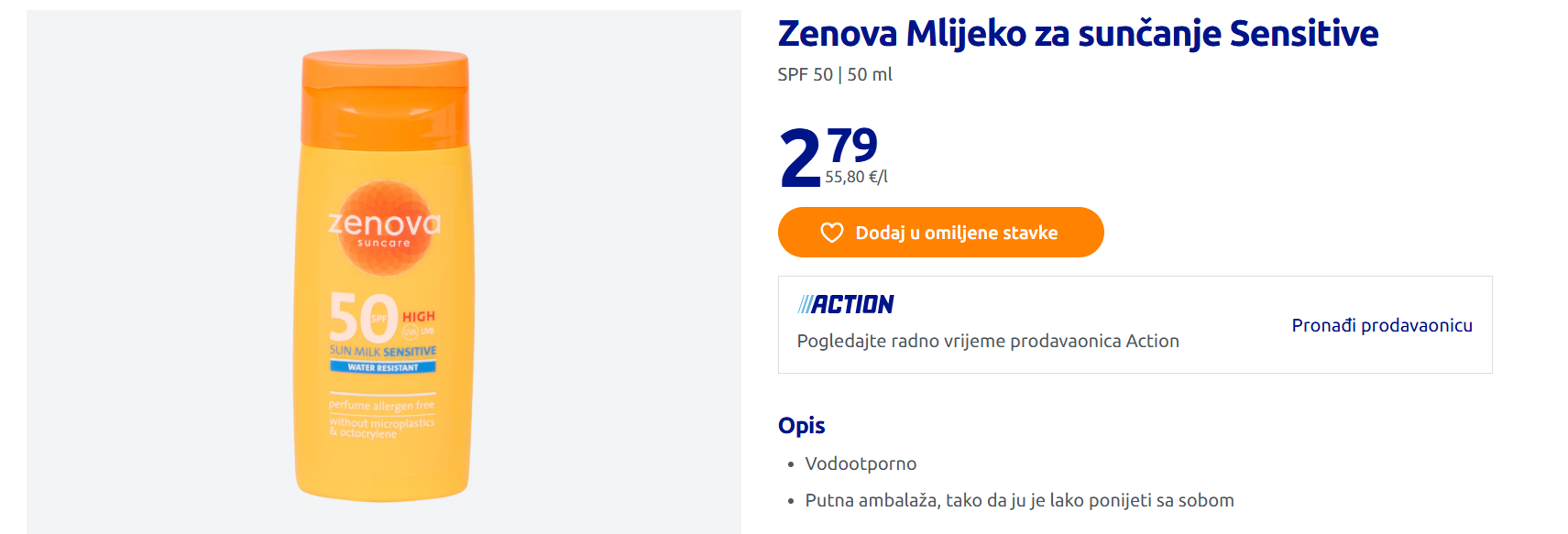 U ponudi Actiona ističu se povoljne kreme za sunčanje s raznim zaštitnim faktorima. Tu su i ručnici i jastuci za plažu, kao i dječje igračke. 