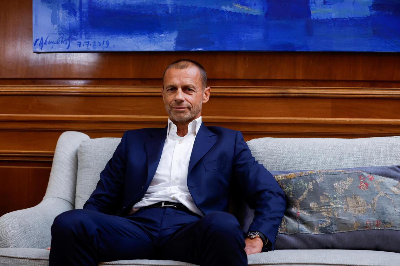 UEFA President Aleksander Ceferin meets with Greek PM Mitsotakis at the Maximos Mansion, in Athens