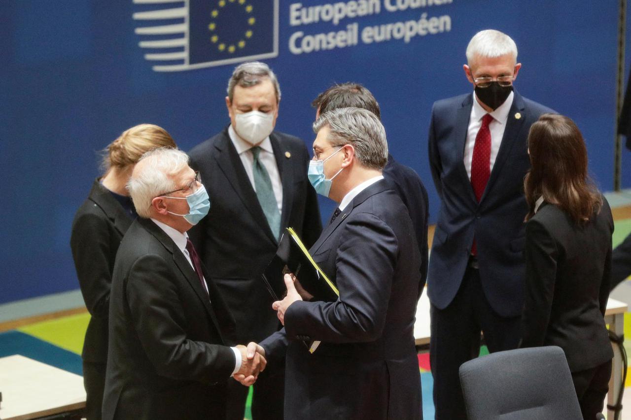 Emergency European Union (EU) summit at The European Council Building in Brussels