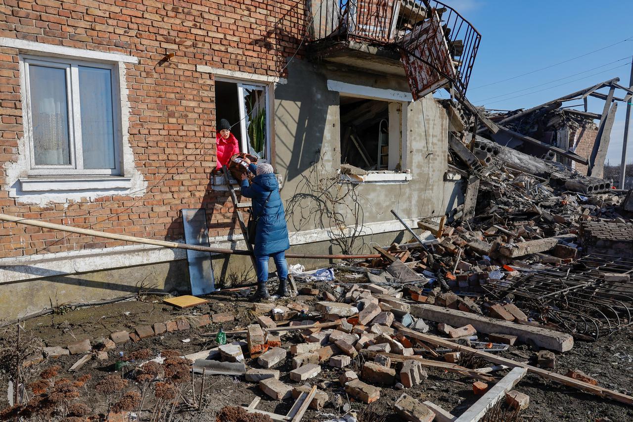 Aftermath of recent shelling in Panteleimonivka