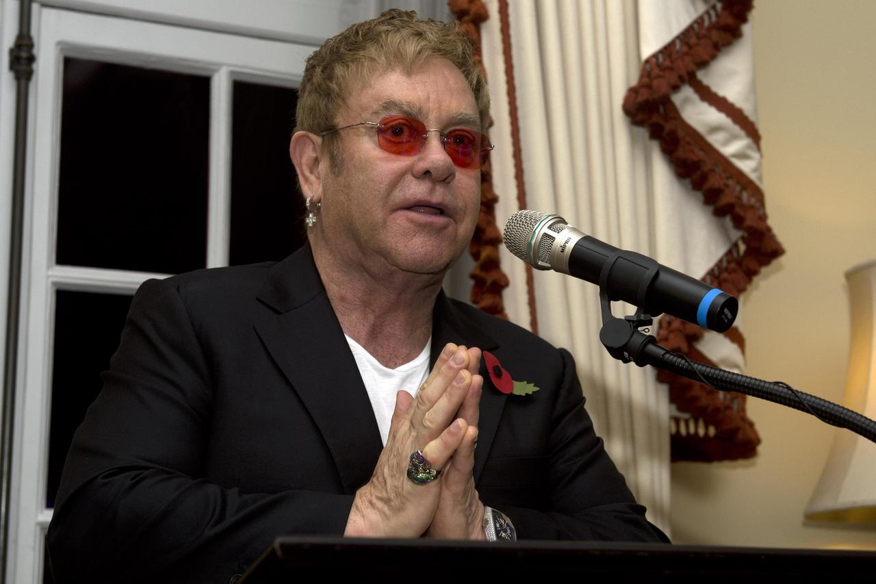 Sir Elton John at U.S EmbassySir Elton John gives a speech at Winfield House in London.Hannah McKay Photo: Press Association/PIXSELL