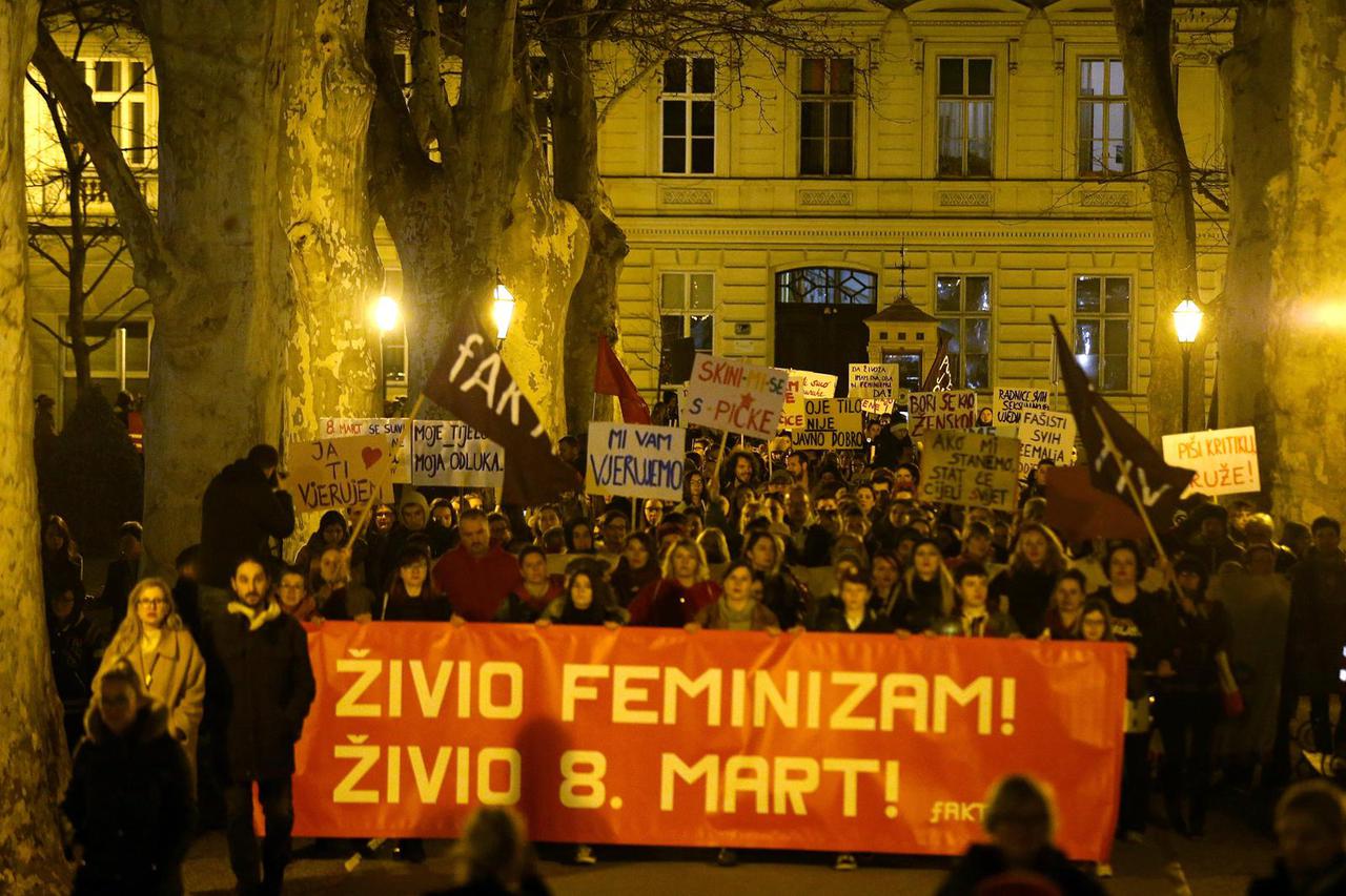 Zagreb: "Noćni marš - 8. mart" u organizaciji feminističkog kolektiva fAKTIV