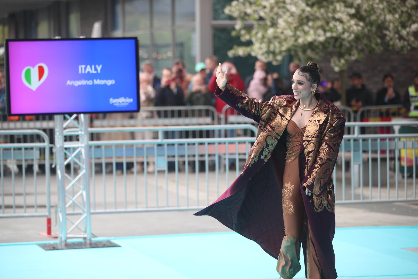 05.05.2024., Malmo, Svedska - Tirkizni tepih, predstavljanje sudionika Eurosonga. Angelina Mango, predstavnica Italije Photo: Sanjin Strukic/PIXSELL