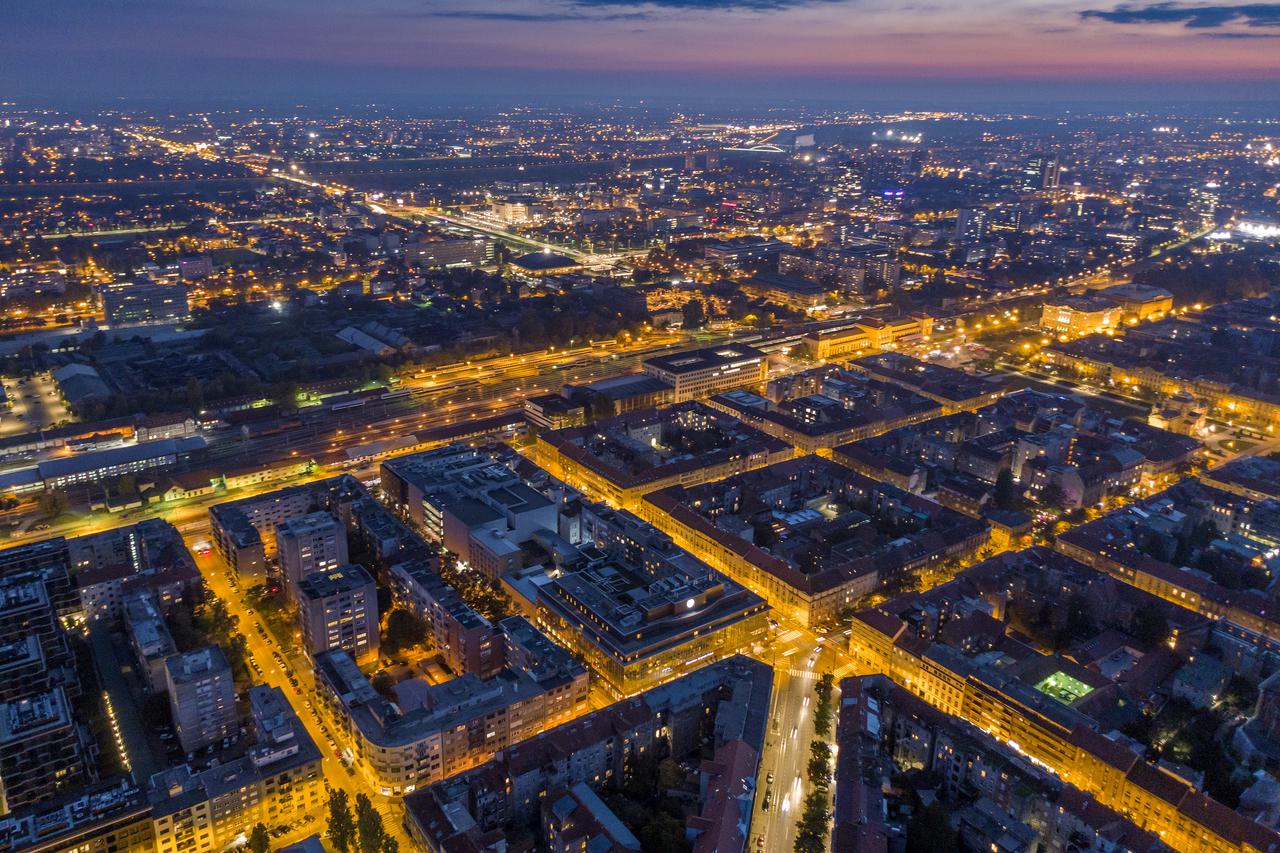 Pogled na centar Zagreba iz zraka