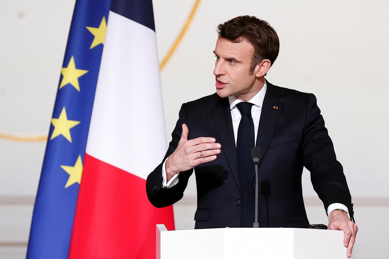 French President Macron addresses press conference on French engagement in Sahel at the Elysee Palace, in Paris