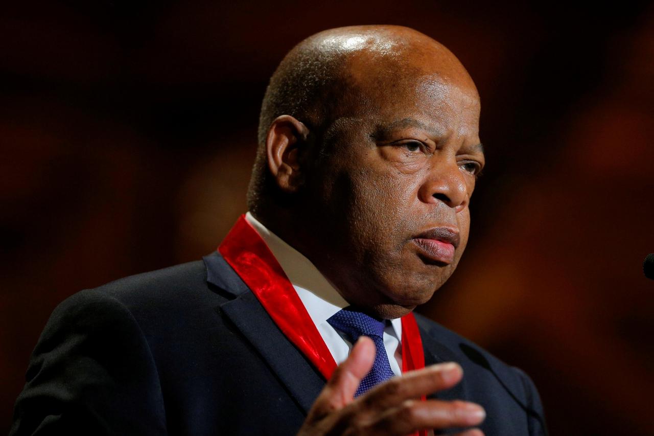 FILE PHOTO:  U.S. Congressman John Lewis accepts a W.E.B. Du Bois Medal at the Hutchins Center Honors at Harvard University in Cambridge, Massachusetts