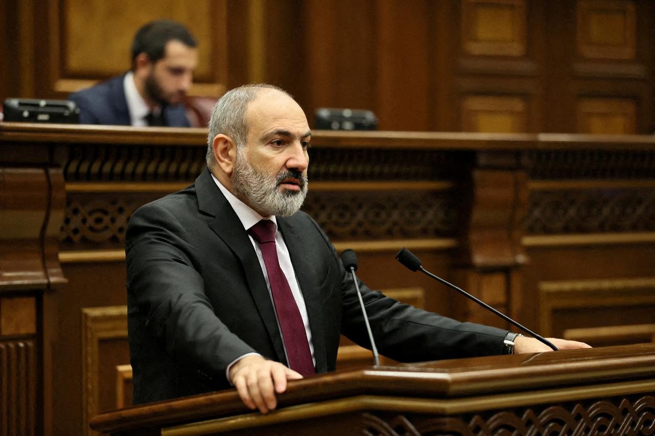 FILE PHOTO: FILE PHOTO: Armenian Prime Minister Pashinyan addresses parliament in Yerevan