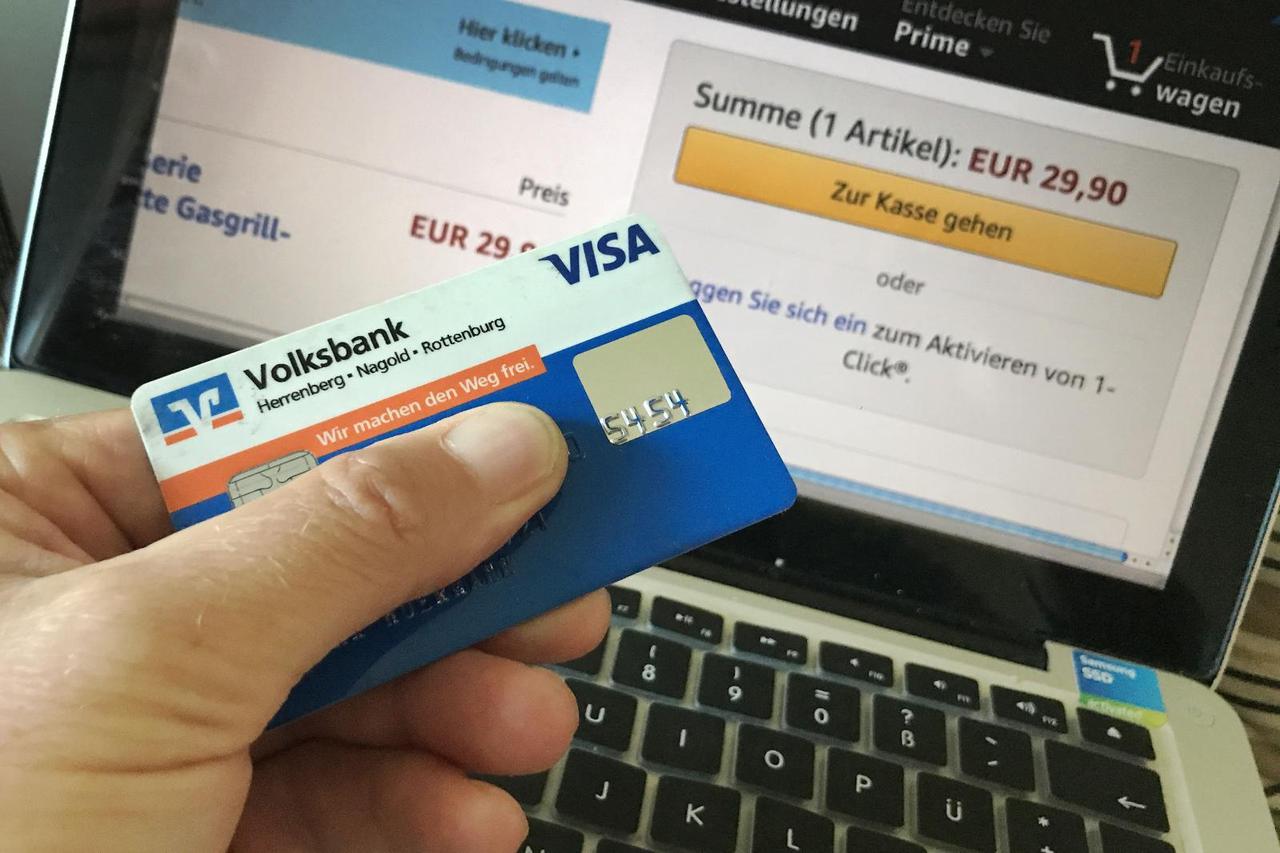 Online shopping with credit card.