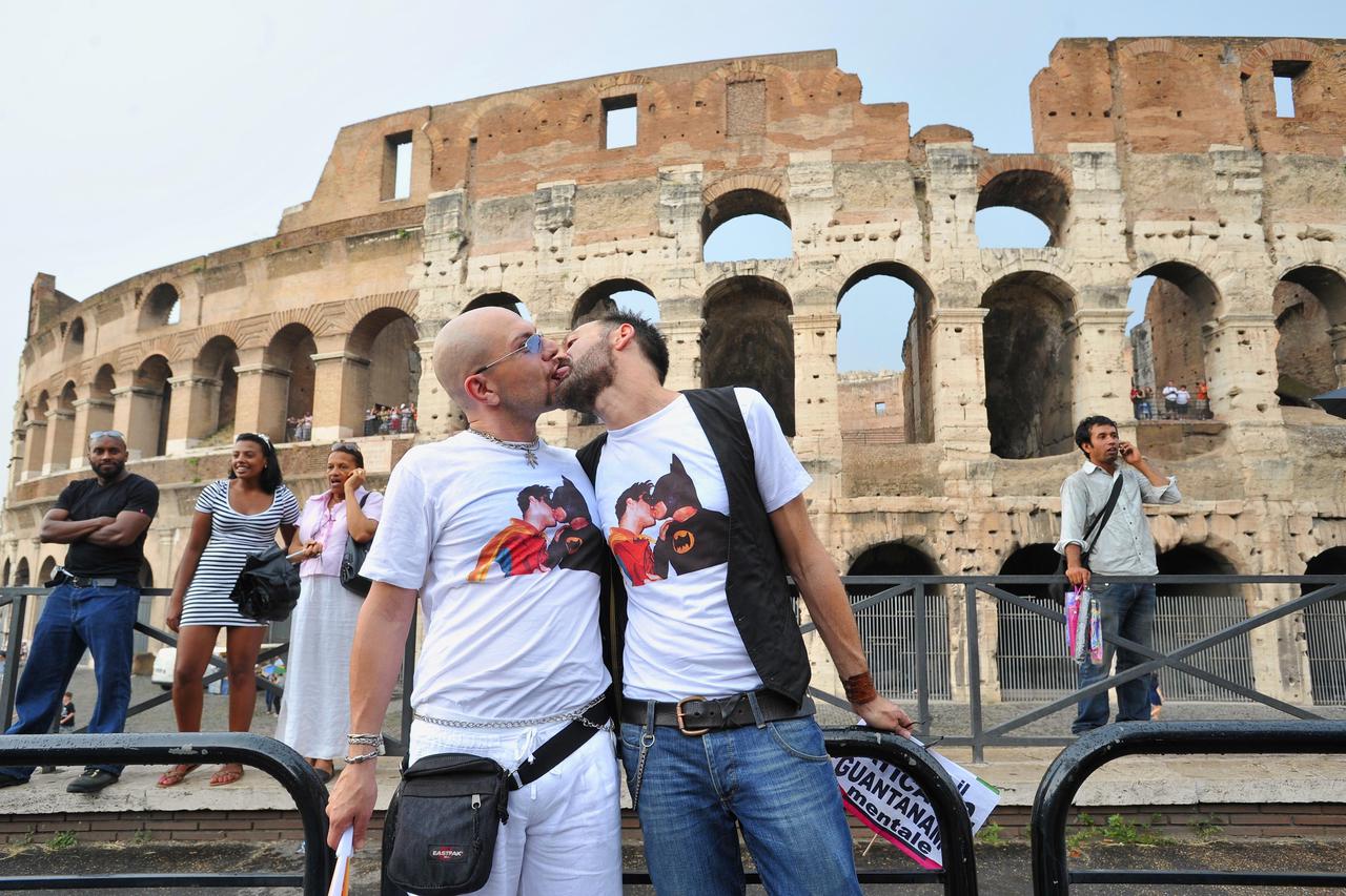 Revellers take part in the annual Gay Pride parade in Rome, Italy  Photo: Press Association/PIXSELL