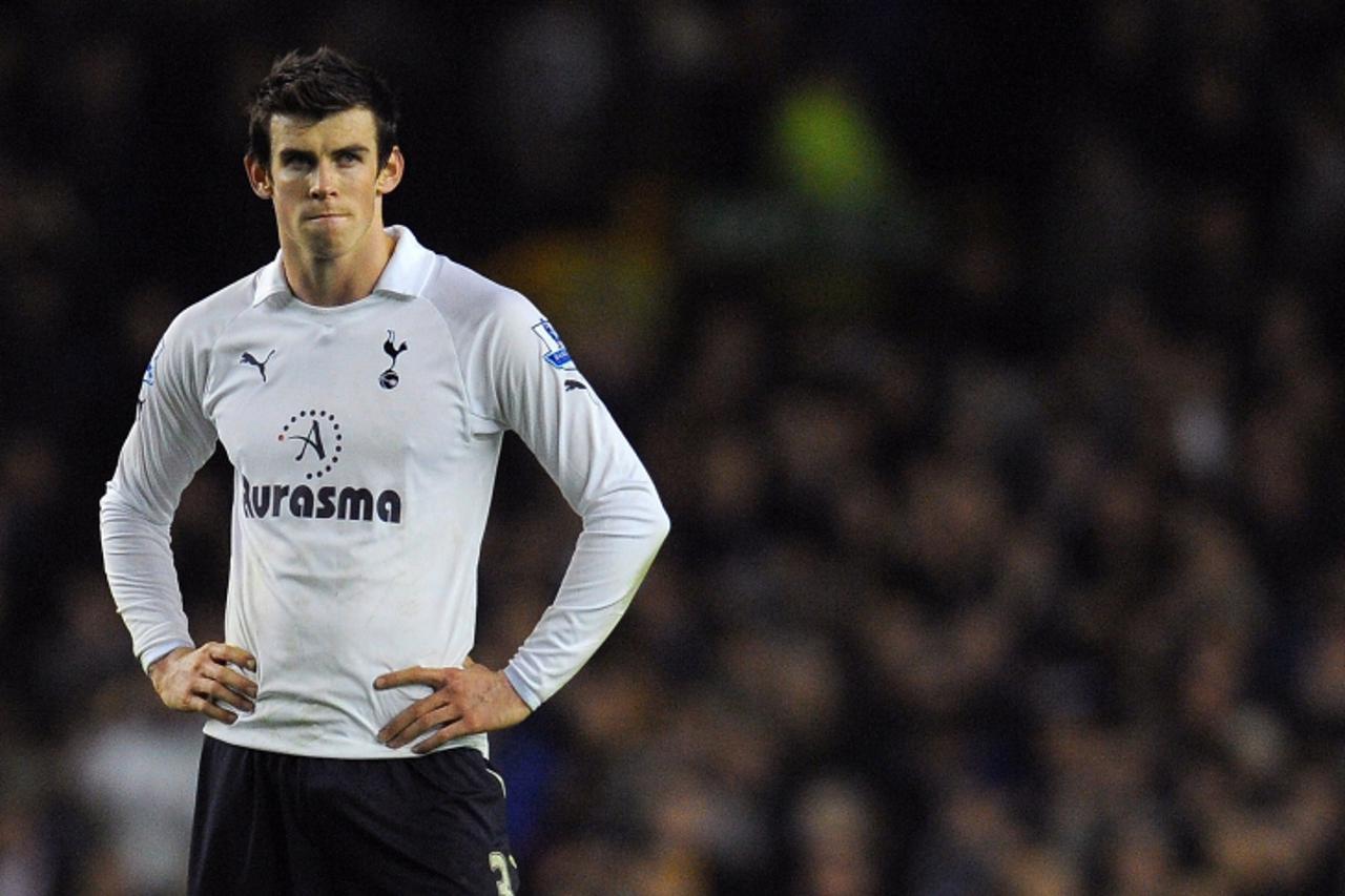 'Tottenham Hotspur\'s Welsh midfielder Gareth Bale reacts to their 1-0 defeat in the English Premier League football match between Everton and Tottenham Hotspur at Goodison Park in Liverpool, north-we