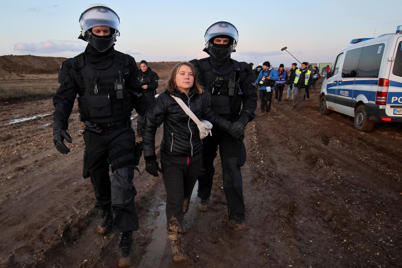 Protest against the expansion of the Garzweiler open-cast lignite mine of Germany's utility RWE to Luetzerath