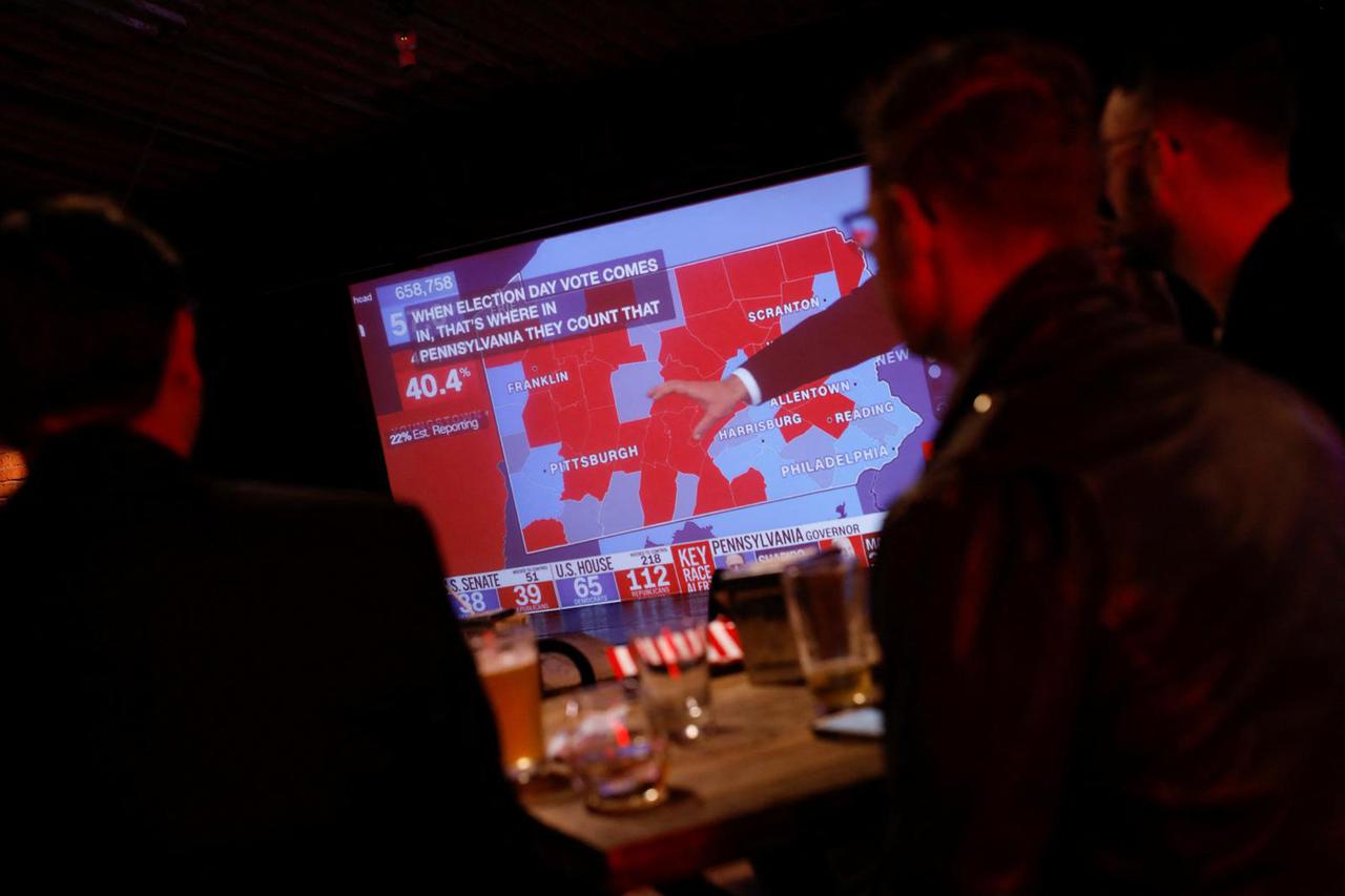 U.S. expats gather in a bar to follow U.S. midterm election result, in Mexico City