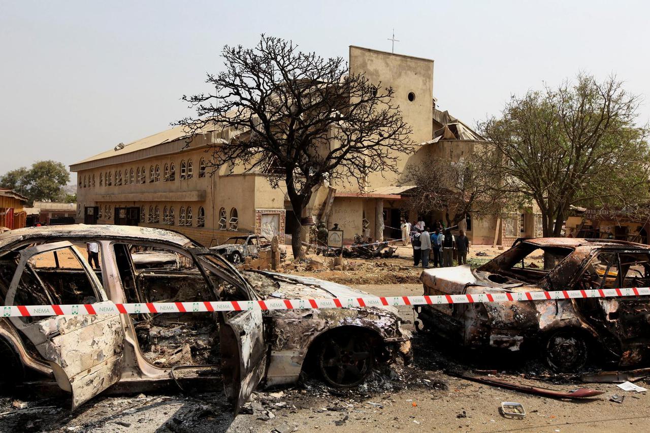 FILE PHOTO: The scene of a bombing at St. Theresa Catholic Church in Madalla, on the outskirts of Nigeria's capital, Abuja