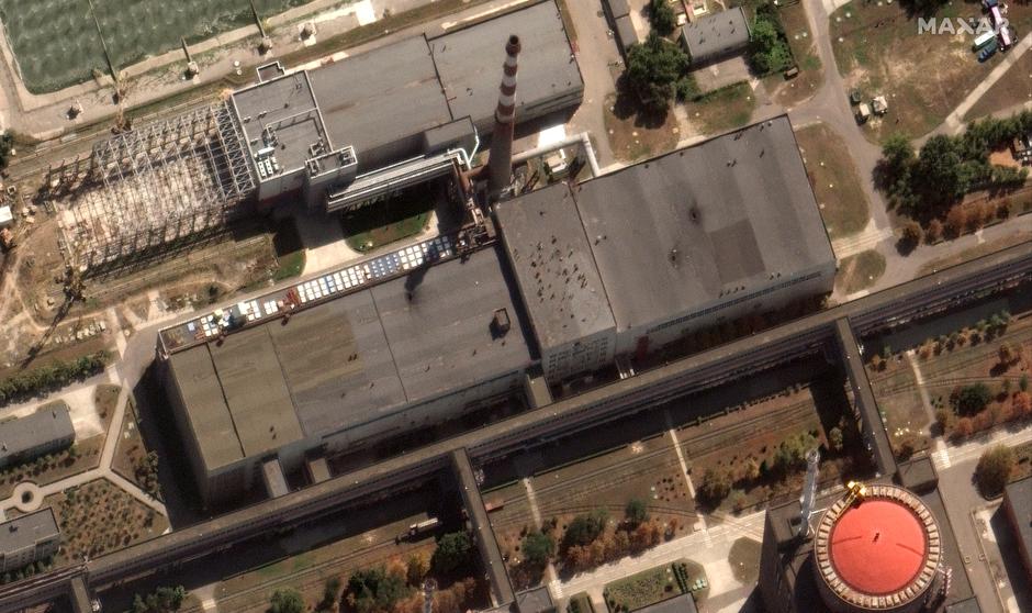 A satellite imagery shows holes in the roof of Zaporizhzhia nuclear power plant